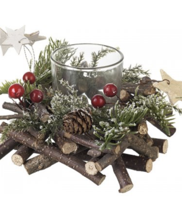 BERRY & TWIG CANDLE HOLDER 12CM