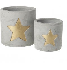 CEMENT T-LIGHT HOLDER, SET OF 2
