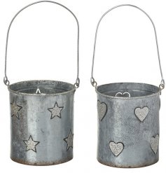 HEART & STAR GLITTER METAL CANDLE POTS