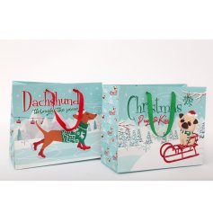 DACHSHUND THROUGH THE SNOW - MEDIUM GIFT BAGS
