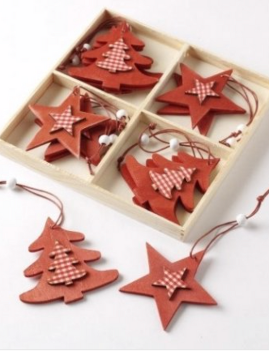 STAR AND TREE HANGERS BOX OF 12