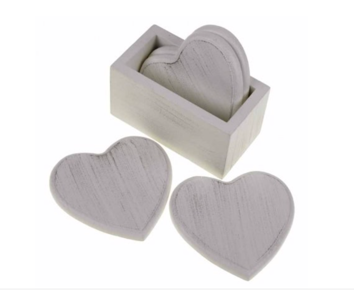 HEART COASTER SET IN HOLDER